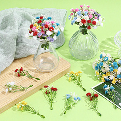 72個 9種類の造花  プラスチック製の枝付き  結婚式パーティーのホームルームの装飾結婚アクセサリー  ミックスカラー  75mm  8個/スタイル&nbsp;AJEW-SP0004-73