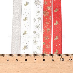 10m 5色ホットスタンプクリスマスポリエステルリボンセット  ギフト包装用  ミックスカラー  3/8インチ（9.5mm）  約10.94ヤード（10m）/ロール&nbsp;LS-OCOR-XCP0002-03