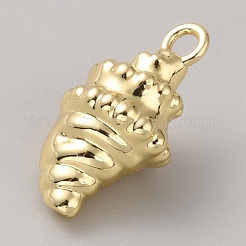 海洋生物をテーマにした真鍮ペンダント  ゴールドカラー  巻き貝  13.5x7mm  穴：1.5mm&nbsp;KK-CJC0006-04A-G