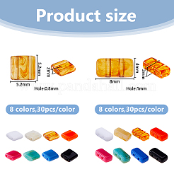 480 個 16 色不透明アクリルビーズ  長方形と正方形  ミックスカラー  5.2~8x4~5.2x2~3mm  穴：0.8~1mm  30個/スタイル&nbsp;OACR-DC0001-42