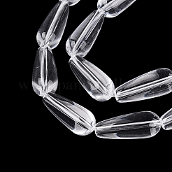 透明ガラスビーズ連売り  ティアドロップ  透明  19~20x8x8mm  穴：0.6~1.2mm  約19個/連  14.37~14.57インチ（36.5~37cm）&nbsp;GLAA-Q113-03A-A01