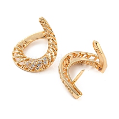 Rack Plating Brass with Cubic Zirconia Hoop Earrings for Women&nbsp;EJEW-G363-03KCG