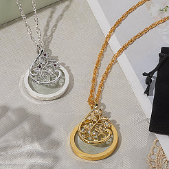 2Pcs 2 Colors Alloy Flower & Glass Magnifying Pendant Necklace for Women&nbsp;MAGL-SP0001-02