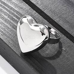 304ステンレススチール製調節リング  ハート  ステンレス鋼色  24.5x25mm  内径：18mm&nbsp;RJEW-M067-01P