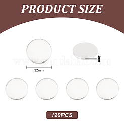 304ステンレススチール製スタンプ用ブランクタグカボション120個  フラットラウンド  ステンレス鋼色  12x1mm&nbsp;STAS-UN0055-71A