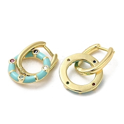 Real 18K Gold Plated Brass Ring Dangle Hoop Earrings&nbsp;EJEW-L268-019G-04