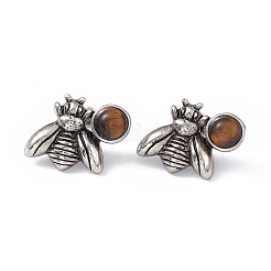 Natural Tiger Eye Bee Stud Earrings&nbsp;EJEW-C016-01AS-04