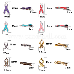 Breast Cancer Awareness Ribbon Carved Word Hope Tibetan Style Pendants and Alloy Enamel Pendants&nbsp;TIBEP-SC0001-17