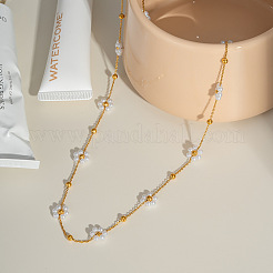 Stainless Steel Woven Flower Link Chain Bracelets & Necklaces Sets for Women&nbsp;AC0915-1