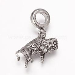 304 Stainless Steel European Dangle Charms&nbsp;OPDL-G006-40AS