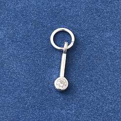 925 Streling Silver Pave Clear Cubic Zirconia Flat Round Charms&nbsp;LS-STER-I022-03S