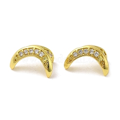 Rack Plating Brass Micro Pave Cubic Zirconia Beads Caps&nbsp;KK-F863-12G