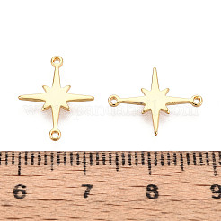 真鍮製コネクタチャーム  スターリンク  長持ちメッキ  ニッケルフリー  18KGP本金メッキ  15x12x1mm  穴：0.8mm&nbsp;KK-N263-112G