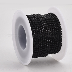 電気泳動鉄ラインストーンストラスチェーン  ラインストーンカップチェーン  スプールで  ジェット  ss12  3~3.2mm  約10ヤード/ロール&nbsp;CHC-Q009-SS12-B01
