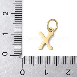 304ステンレススチールエナメルチャーム  丸カン付き  イオンプレーティング（ip）  ゴールドカラー  文字x  10.5x7x1mm  丸カン：6x0.8ミリ  4.5mm内径&nbsp;STAS-G353-01G-X