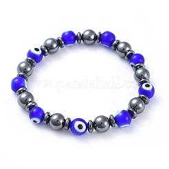 Handmade Evil Eye Lampwork Beads Stretch Bracelets&nbsp;BJEW-JB04461-02