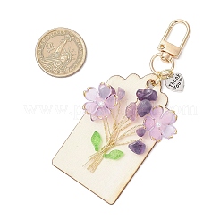 Flower Natural Amethyst & Lemon Jade & Synthetic Turquoise & Cherry Quartz Glass Chip Pendant Decorations&nbsp;HJEW-JM03239