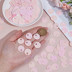 50g 装飾アクセサリー PVC スパンコール/スパンコールペンダント  フラットラウンド  ピンク  19x0.3mm  穴：5mm&nbsp;PVC-CY0001-03
