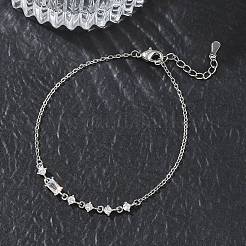 Brass Micro Pave Clear Cubic Zirconia Link Bracelets&nbsp;BJEW-E114-01C-P
