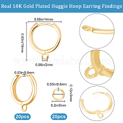 20Pcs Brass Huggie Hoop Earring Findings&nbsp;KK-BBC0021-39