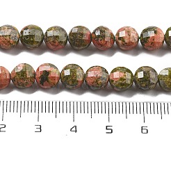 天然石ユナカイトビーズ連売り  ファセットコインビーズ  フラットラウンド  6~7.5x4~5.5mm  穴：0.8~1mm  約56~70個/連  15.31~16.10インチ（38.9~40.9cm）&nbsp;G-C179-A13-02