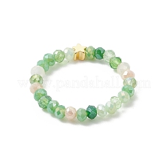女性用電気メッキガラスビーズ指輪5個  スター  ミックスカラー  3.5mm  内径：18mm&nbsp;RJEW-JR00942