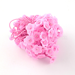 花のヘアアクセサリー弾性ヘアネクタイ  ポニーテールホルダー  アクリルと  パールピンク  180x2mm  100個/バンドル&nbsp;OHAR-S182-10