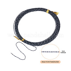 アルミワイヤー 1巻  ねじれた平らな  DIYクラフト用  ブラック  1mm  約16.40フィート（5m）/セット&nbsp;AW-TA0001-07I