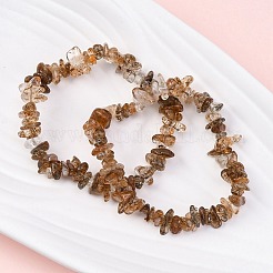 Natural Rutilated Quartz Chip Beaded Stretch Bracelets for Women Men&nbsp;BJEW-L038-01A
