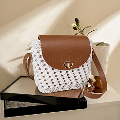 Handmade PU Leather Crochet Shoulder Bag Accessories Kits&nbsp;DIY-CL0002-52B