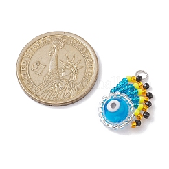 シードグラスペンダント  304ステンレススチール製金具付き  魚  丸カン付き  ミックスカラー  20x15x8mm&nbsp;PALLOY-MZ00233