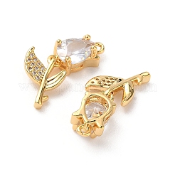 Brass Micro Pave Cubic Zirconia Pendants&nbsp;KK-D504-09B-G