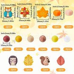 15 スタイル 感謝祭 食品グレード 環境に優しいシリコンビーズ  混合図形  ミックスカラー  15~34.5x15~32x6.5~15mm  穴：2~3mm&nbsp;SIL-SC0002-36