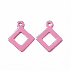スプレー塗装された201ステンレススチールチャーム  ひし形チャーム  ミックスカラー  12x9.5x0.5mm  穴：1mm&nbsp;STAS-I672-32