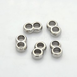 変色しない304ステンレススチールマルチ連リンク  レザーコードブレスレット作り用  ステンレス鋼色  4x12x7mm  穴：4mm&nbsp;STAS-N035-03