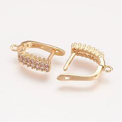 真鍮マイクロ舗装グレードキュービックジルコニアアイスピックピンチベイル  カドミウムフリー＆ニッケルフリー＆鉛フリー  18KGP本金メッキ  17x12.5x4.2mm  穴：1.2mm  ピン：1mm&nbsp;ZIRC-P059-06G-NR