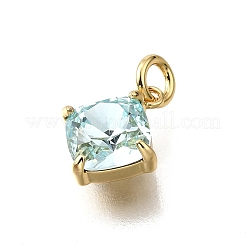 Brass Glass Charms&nbsp;KK-V011-35G-A