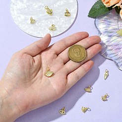 10個10スタイルアイテーマ真鍮マイクロパヴェキュービックジルコニアペンダント  丸カン付き  目のチャーム  18KGP本金メッキ  7~13x5~13x1.5~2.5mm  穴：3mm  1個/スタイル&nbsp;KK-CJ0002-51
