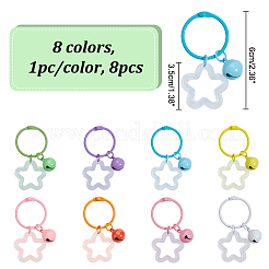 8Pcs 8 Colors Glitter Acrylic Star Pendant Stitch Markers with Bell&nbsp;HJEW-AB00680