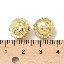 真鍮ビーズ  フラットラウンド  鉛フリー＆カドミウムフリー  長持ちメッキ  18KGP本金メッキ  12.5x7~8.5mm  穴：1.8mm&nbsp;KK-Q068-45G