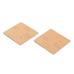空白のクラフト紙のイヤリング ディスプレイ カード  正方形  バリーウッド  5x5x0.036cm  100個/袋&nbsp;CDIS-TAC0010-02