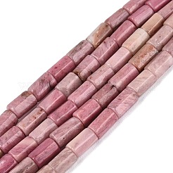 天然石ロードナイトビーズ連売り  六角柱  5~7.5x3.5~4.5mm  穴：0.6~0.8mm  約57~64個/連  14.76~15.55インチ（37.5~39.5cm）&nbsp;GG-N002-01A-10