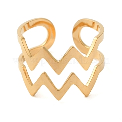 Double Layer Wave 304 Stainless Steel Open Cuff Rings for Women&nbsp;RJEW-N048-08G