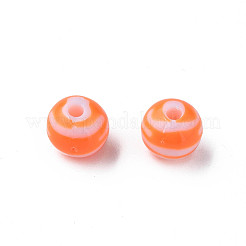 不透明な縞模様のアクリルビーズ  ラウンド  サンゴ  10mm  穴：2mm  約940個/500g&nbsp;MACR-S373-27D-04