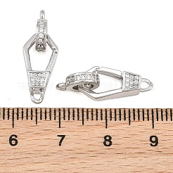 真鍮製マイクロペーブクリアキュービックジルコニアの留め金  プラチナメッキ  23x8x7.5mm  穴：1.4mm&nbsp;CU-CBA7BFE-06B-P