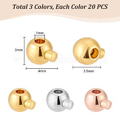 60Pcs 3 Colors Brass Crimp Beads&nbsp;KK-PH0006-32