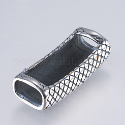304ステンレススチールスライドチャーム  蛇紋色模様の四角形  アンティークシルバー  16.5x39x13mm  穴：7x13mm&nbsp;STAS-I072-005AS