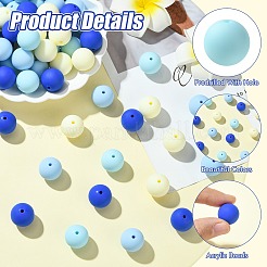 ラバー加工オペークアクリルビーズ  ラウンド  ライトスカイブルー  16mm  穴：2mm  約232個/500g&nbsp;MACR-CJC0009-02D