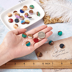 Resin & Walnut Wood Stud Earring Findings&nbsp;MAK-CD0001-06
