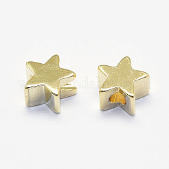 長持ちメッキ真鍮製ビーズ  18KGP本金メッキ  ニッケルフリー  スター  5x5x3mm  穴：1.5mm&nbsp;X-KK-K193-A-056G-NF